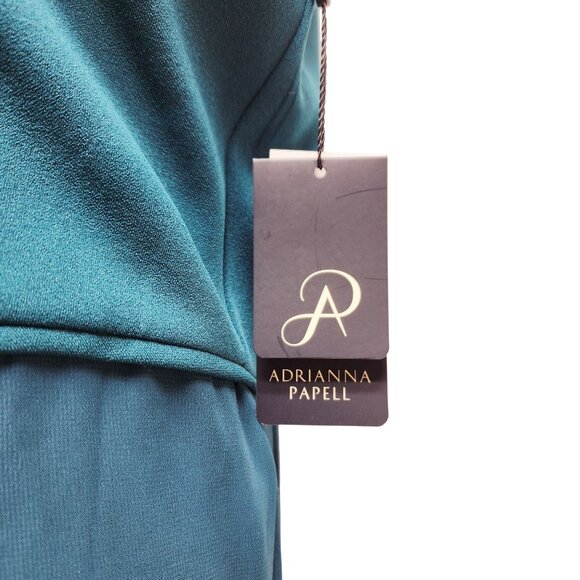 Adrianna Papell Womens Teal One Shoulder  Maxi party Dress Size 14 blue - Picture 8 of 12